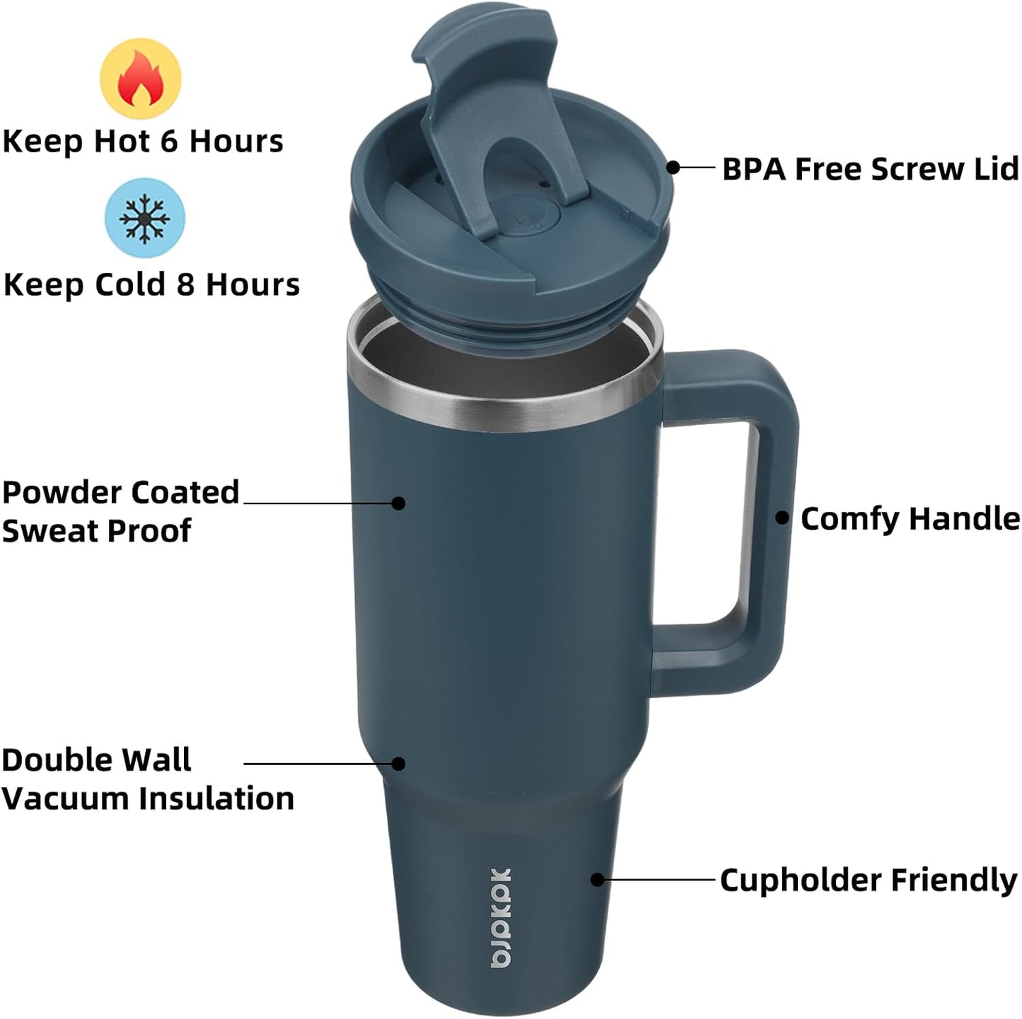 BJPKPK 30oz Stainless Steel Insulated Tumbler With Handle And Lid Straw Travel Coffee Mug Thermal Cup,Black