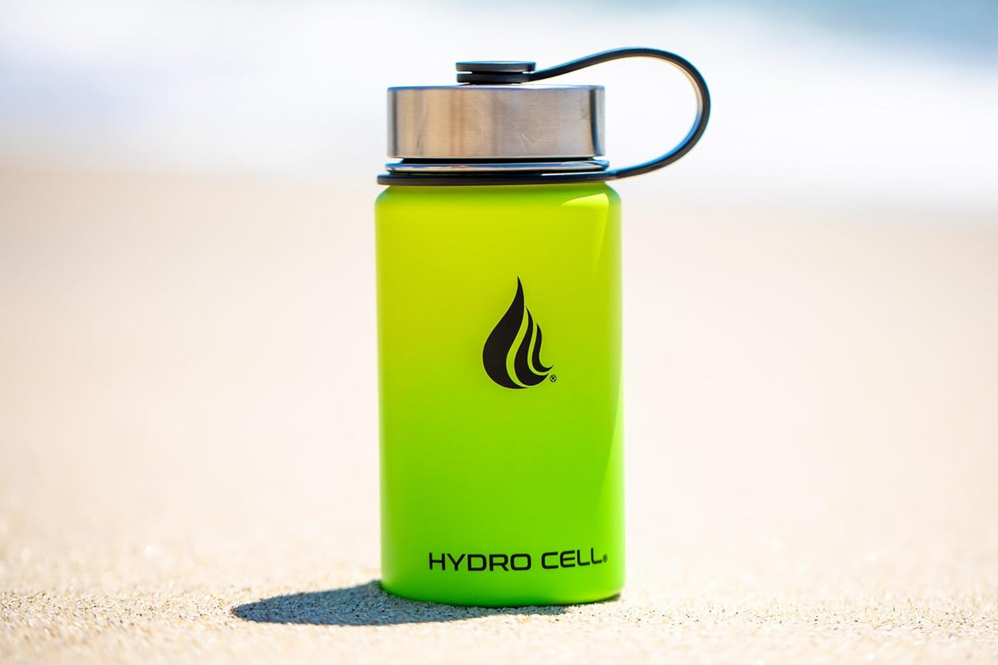 HYDRO CELL Stainless Steel Insulated Water Bottle with Straw - For Cold & Hot Drinks - Metal Vacuum Flask with Screw Cap and Modern Leakproof Sport Thermos for Adults (Neon 18oz)