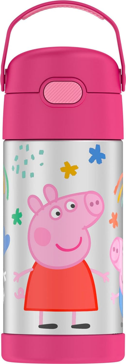 THERMOS FUNTAINER Water Bottle with Straw - 12 Ounce - Kids Stainless Steel Vacuum Insulated Water Bottle with Lid, Bluey - Colors A