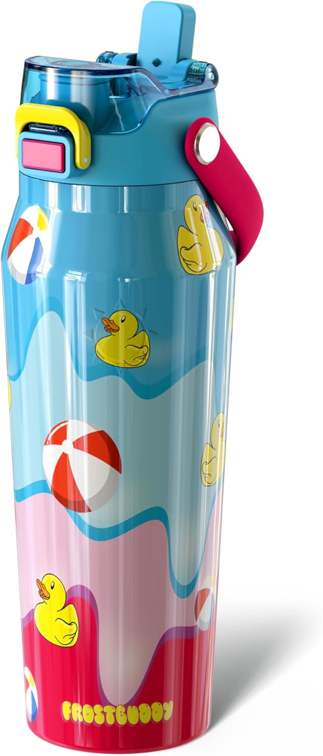Frost Buddy 24oz Insulated Water Bottle with Straw & Chug Lid | Leak-Proof Stainless Steel | 24-Hours Cold | Sweat-Proof, Cup Holder Friendly | Ideal for Gym, Travel, Sports & Everyday Hydration - Colors B