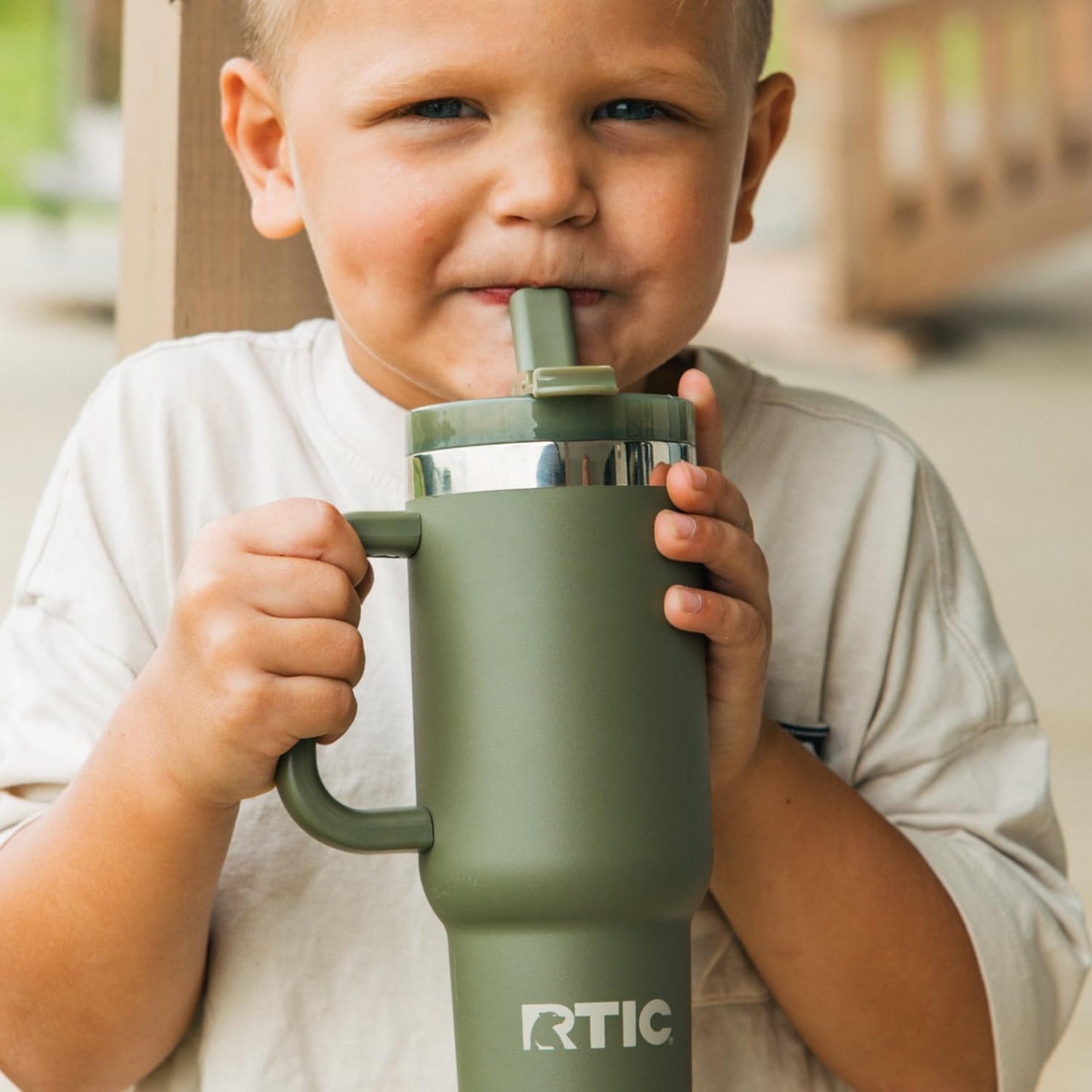 RTIC Little Road Trip Tumbler 16oz for Kids with Straw Lid and Handle, Ceramic Lined, Insulated Stainless Steel Travel Water Mug Cup, Leak-Proof, RTIC Ice Glitter
