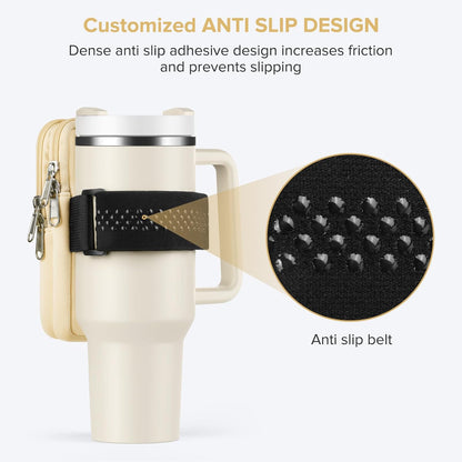 Water Bottle Pouch For Stanley Cup 40oz 30oz, Running Water Bottle Bag for Cards, Keys, Phone, Gym Accessories For Men Women, Travel Tumbler Mug Pouch Compatible With Stanley, Simple Modern
