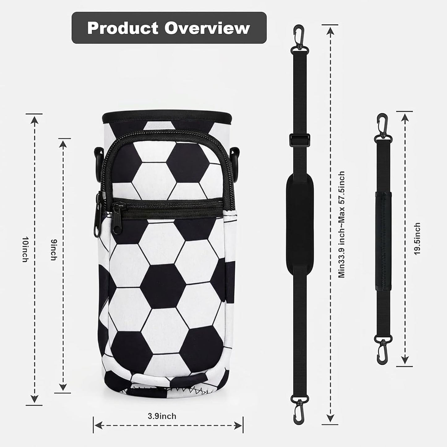 Water Bottle Holder with Strap, Water Bottle Carrier Bag with Phone Pocket, Shoulder Hand Strap Insulated Neoprene 32/40 oz Water Bottle Sleeve for Walking Hiking Camping Gym