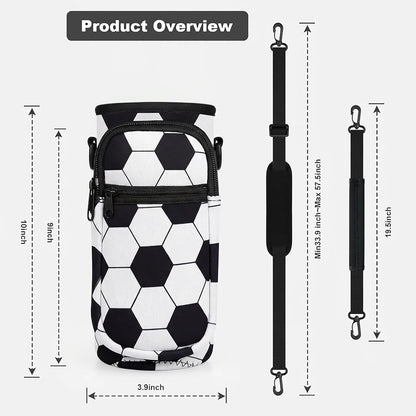 Water Bottle Holder with Strap, Water Bottle Carrier Bag with Phone Pocket, Shoulder Hand Strap Insulated Neoprene 32/40 oz Water Bottle Sleeve for Walking Hiking Camping Gym