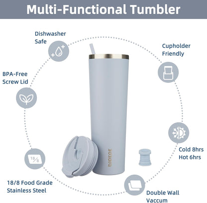 BJPKPK 4 Pack Tumbler with Lid and Straw,30oz Insulated Tumblers Bulk Reusable Travel Coffee Mug, Dishwasher Safe Double Wall Vacuum Insulated Cup Gift for Men Women,Light Blue Leopard