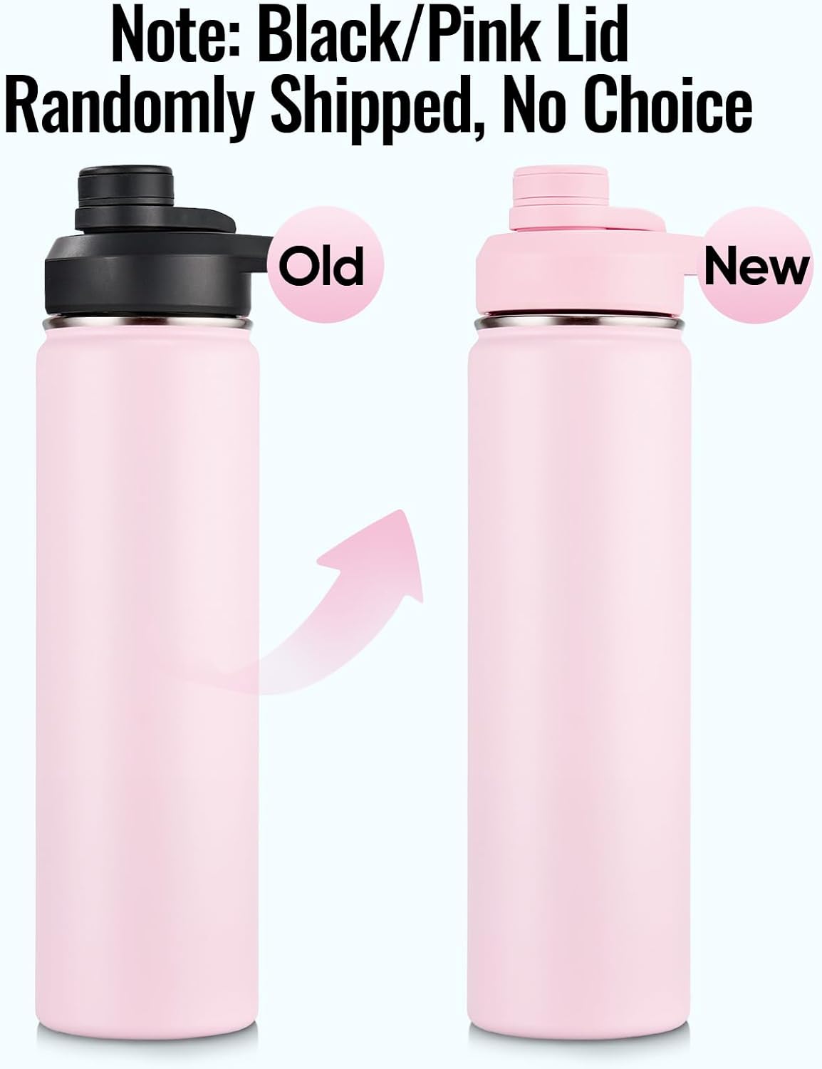 Fijinhom 24 oz Insulated Water Bottle with Handle, 304 Stainless Steel Water Bottles with Wide Mouth, Double Wall Vacuum Sports Water Bottle, BPA Free, Keep Cold and Hot, Black | with Handle