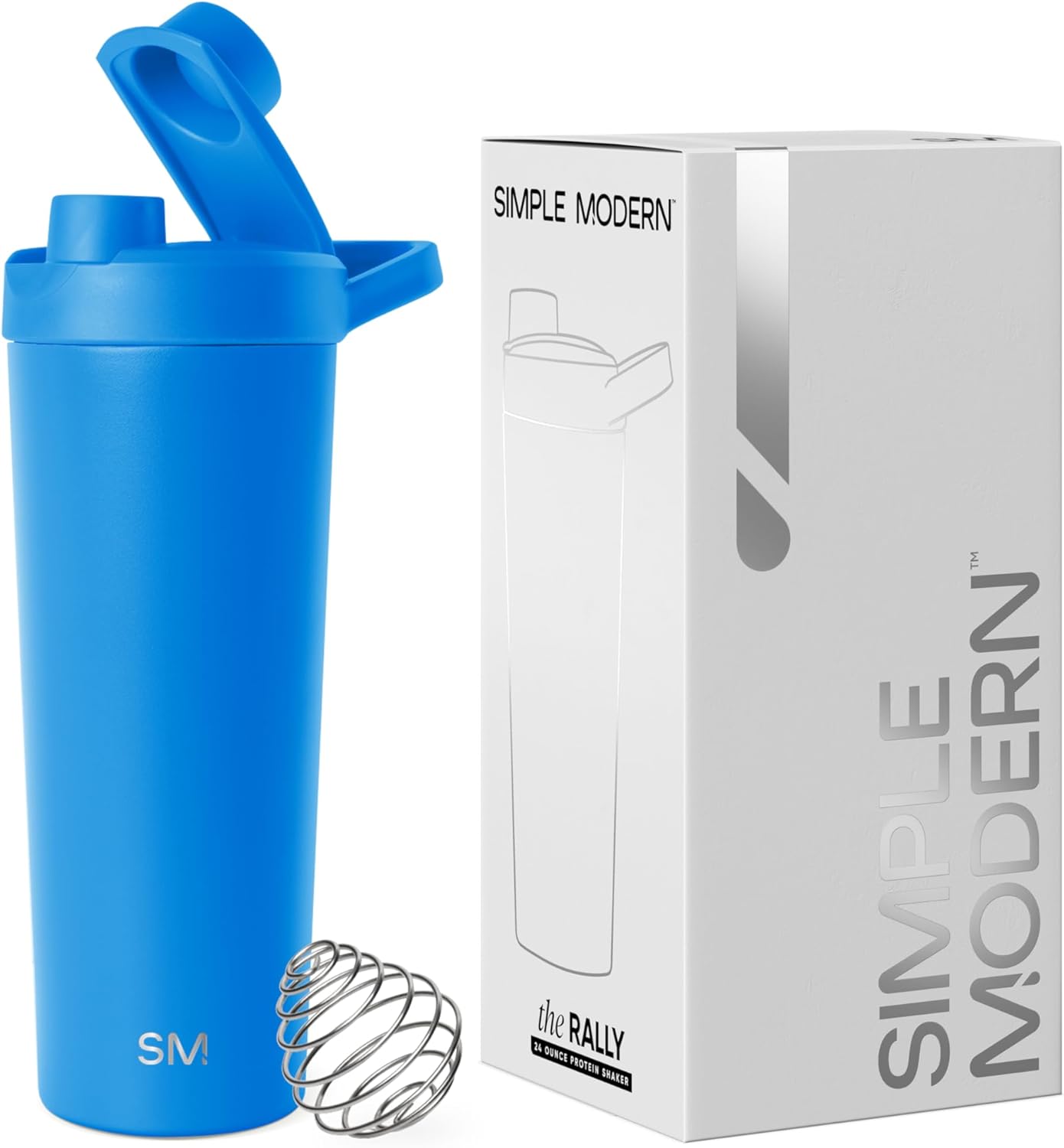 Simple Modern Stainless Steel Shaker Bottle with Ball 24oz | Metal Insulated Cup for Protein Mixes, Shakes and Pre Workout | Rally Collection | Almond Birch