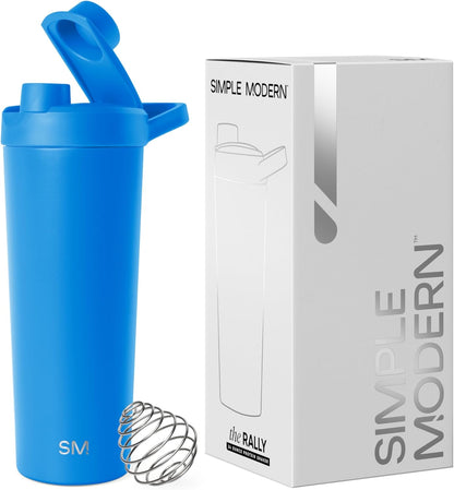 Simple Modern Stainless Steel Shaker Bottle with Ball 24oz | Metal Insulated Cup for Protein Mixes, Shakes and Pre Workout | Rally Collection | Almond Birch
