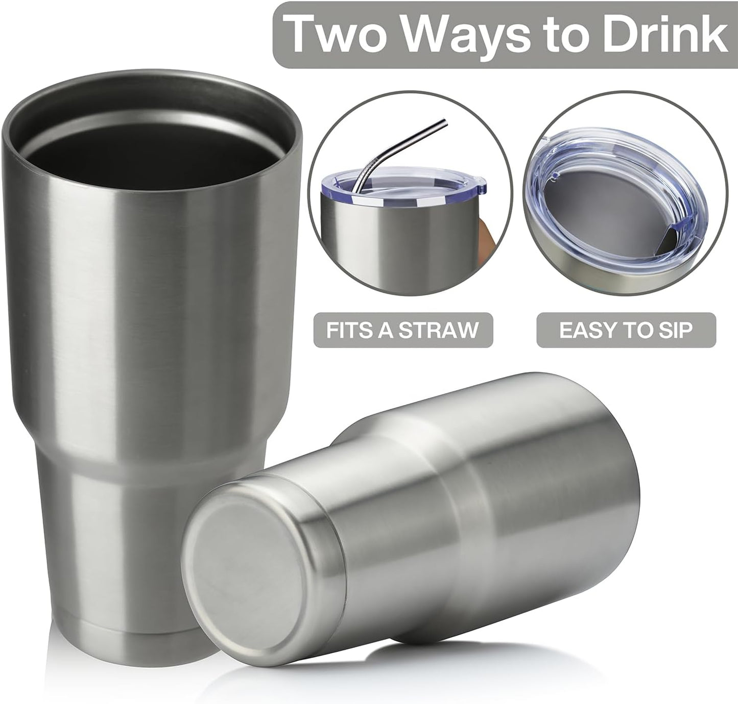 MEWAY 30oz Tumbler Double Wall Vacuum Insulated Travel Mug, Stainless Steel Tumbler with Lid, Durable Powder Coated Insulated Coffee Cup for Cold & Hot Drinks (Silver,1 PACK)