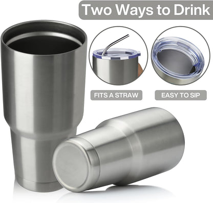 MEWAY 30oz Tumbler Double Wall Vacuum Insulated Travel Mug, Stainless Steel Tumbler with Lid, Durable Powder Coated Insulated Coffee Cup for Cold & Hot Drinks (Silver,1 PACK)