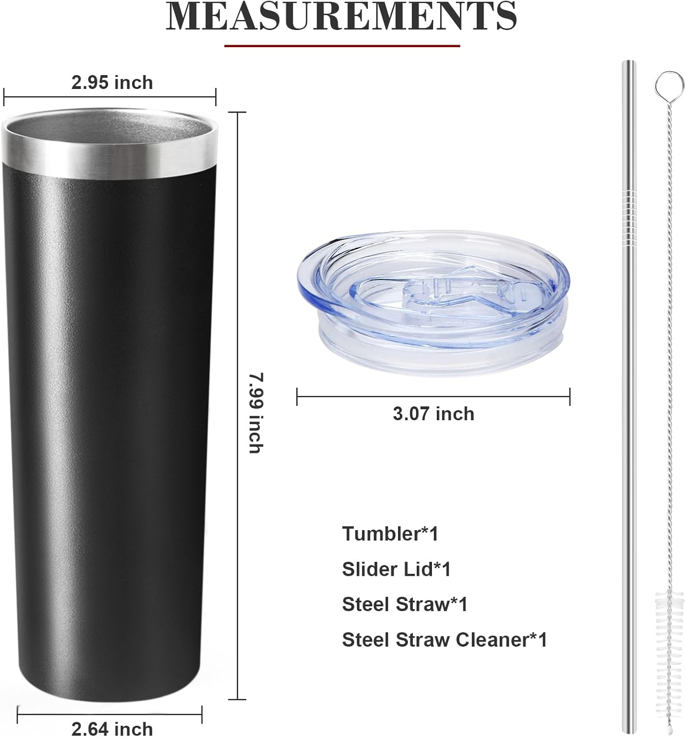 20 oz Skinny Tumblers with Lid and Straw,Stainless Steel Vacuum Insulated Tumbler Cup Double Wall Travel Coffee Mug, Thermal Water Tumbler for Hot and Cold Drinks(Rose Gold,1)
