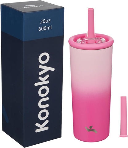 Konokyo 25oz Insulated Tumbler with Lid and Straw, Reusable Iced Coffee Cup with Lid, Travel Coffee Mug, BPA-Free, Leak-Proof and Durable, Oasis