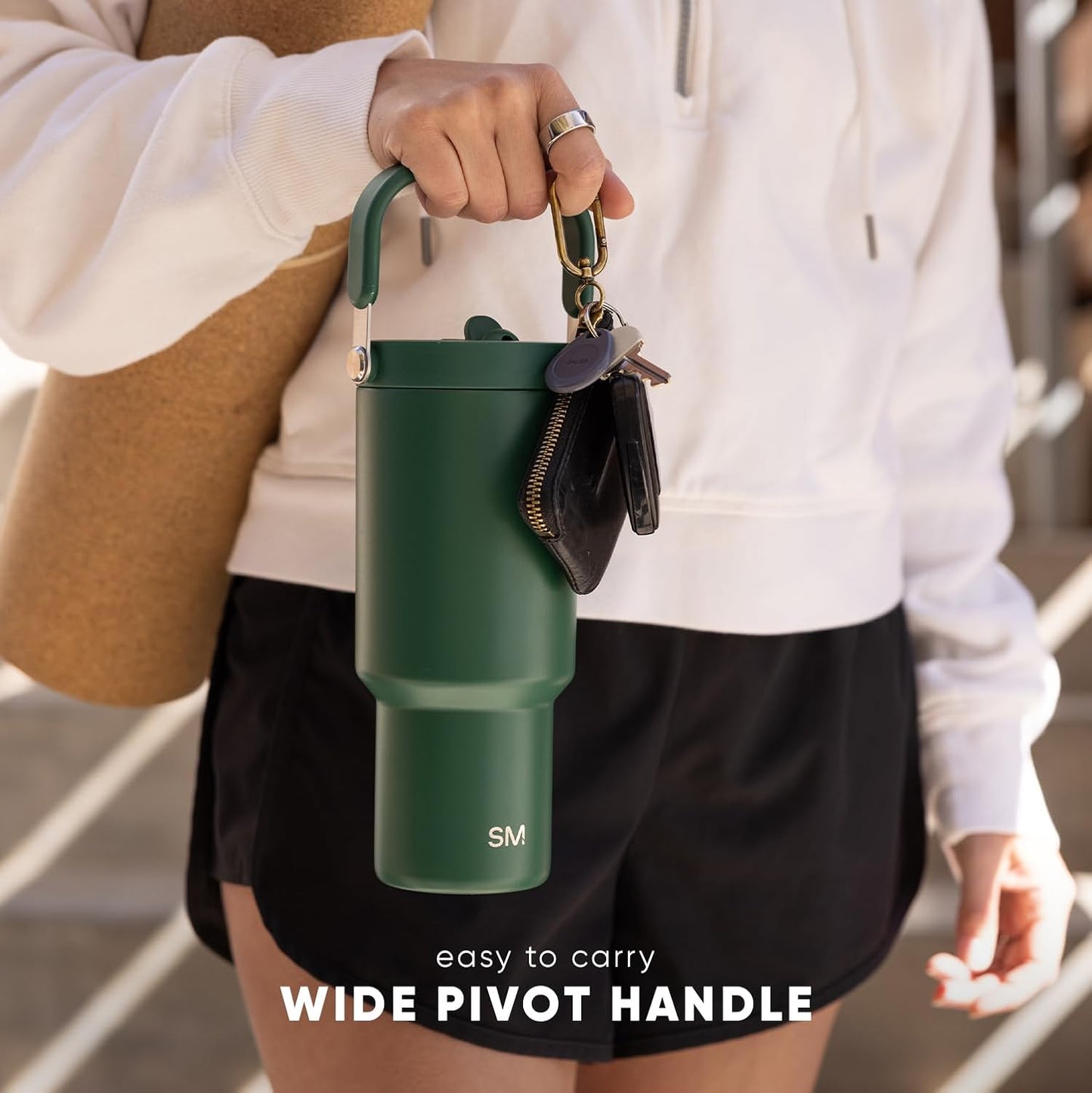 Simple Modern Trek Pivot | 40oz Flip Straw Tumbler with Handle | Water Bottle & Boot | Interchangeable Straw & Chug Lids | Insulated Stainless Steel Jug | Gym Sports Outdoors | Forest - Colors B