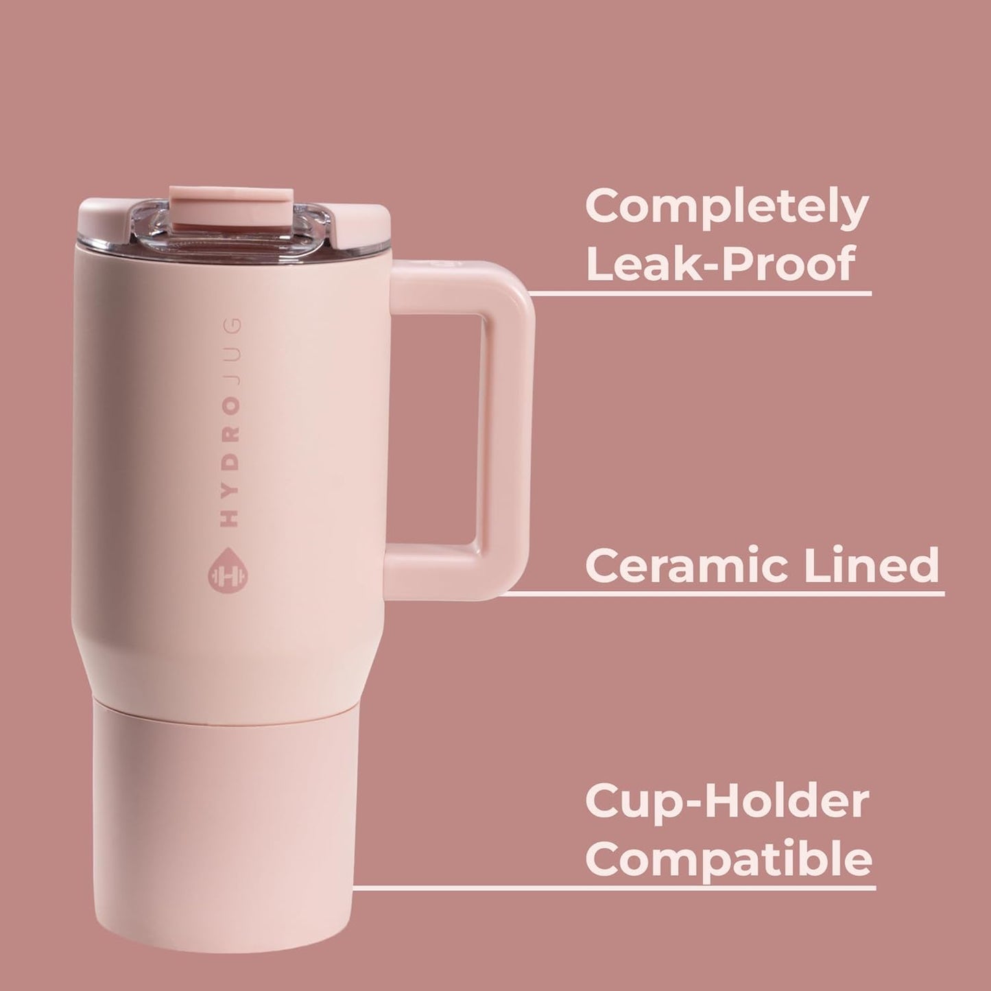 HydroJug Coffee Traveler 20 oz - Leak-Resistant, Ceramic-Lined Insulated Travel Coffee Mug for Hot or Cold Drinks with Flip Lid & Handle, Dishwasher Safe Coffee Tumbler, Cascade