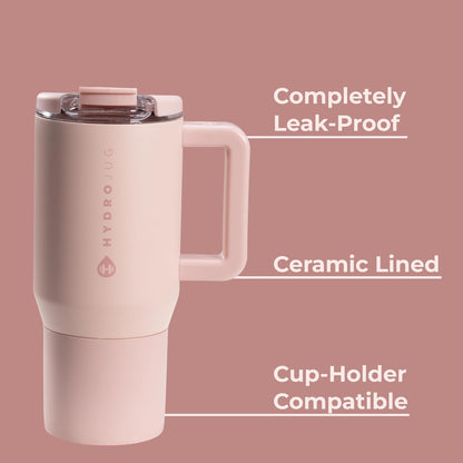 HydroJug Coffee Traveler 20 oz - Leak-Resistant, Ceramic-Lined Insulated Travel Coffee Mug for Hot or Cold Drinks with Flip Lid & Handle, Dishwasher Safe Coffee Tumbler, Cascade