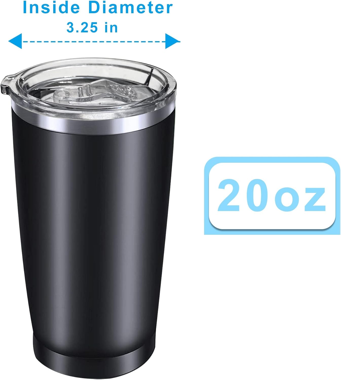 20oz Tumbler Replacement Lids Spill Proof Splash Resistant Lids Covers for 3.25in Cup Mouth Compatible with Classic Stainless Steel Tumblers YETI Rambler Atlin, Beast Juro SUNWILL Cup (2 Pack)