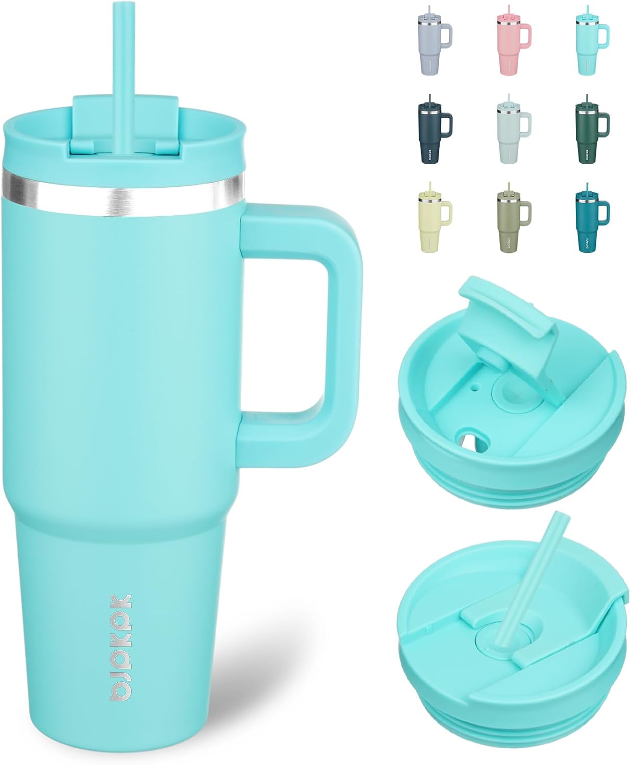 BJPKPK 30oz Stainless Steel Insulated Tumbler With Handle And Lid Straw Travel Coffee Mug Thermal Cup,Black