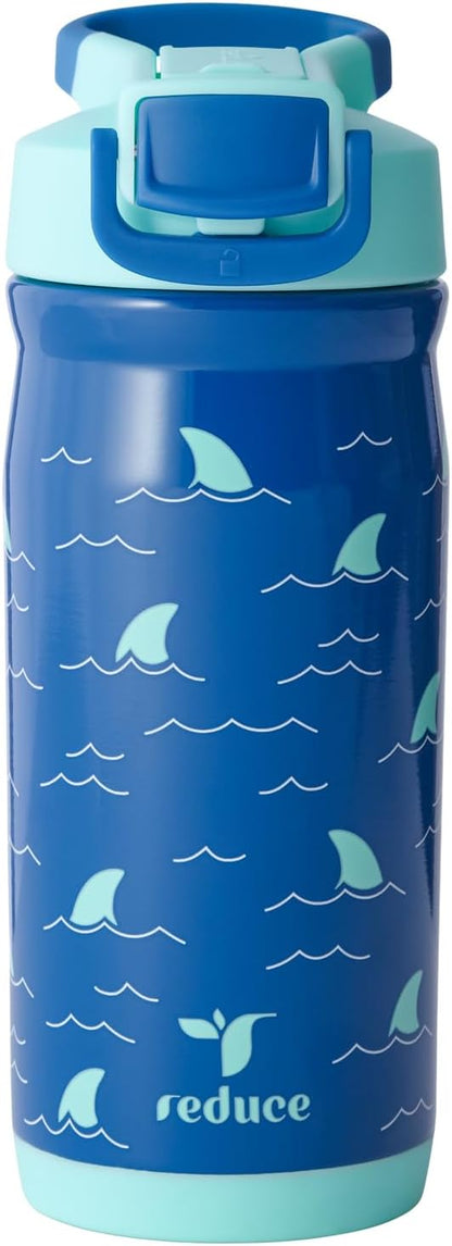 Reduce Hydrate Pro Kids 14oz Stainless Steel Insulated Water Bottle w/Straw – Spill Proof Tumbler for Kids – 30 Hour Cold Retention – Dishwasher Safe Leak-Proof Design - Abstract Flowers