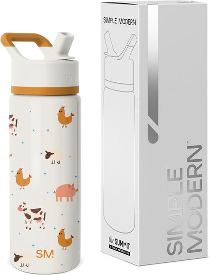 Simple Modern Kids Water Bottle with Straw Lid | 14oz Insulated Stainless Steel Kids Tumbler & Spill Proof Toddler Cup for School, Girls, Boys | Summit | Chloe Floral - Colors B