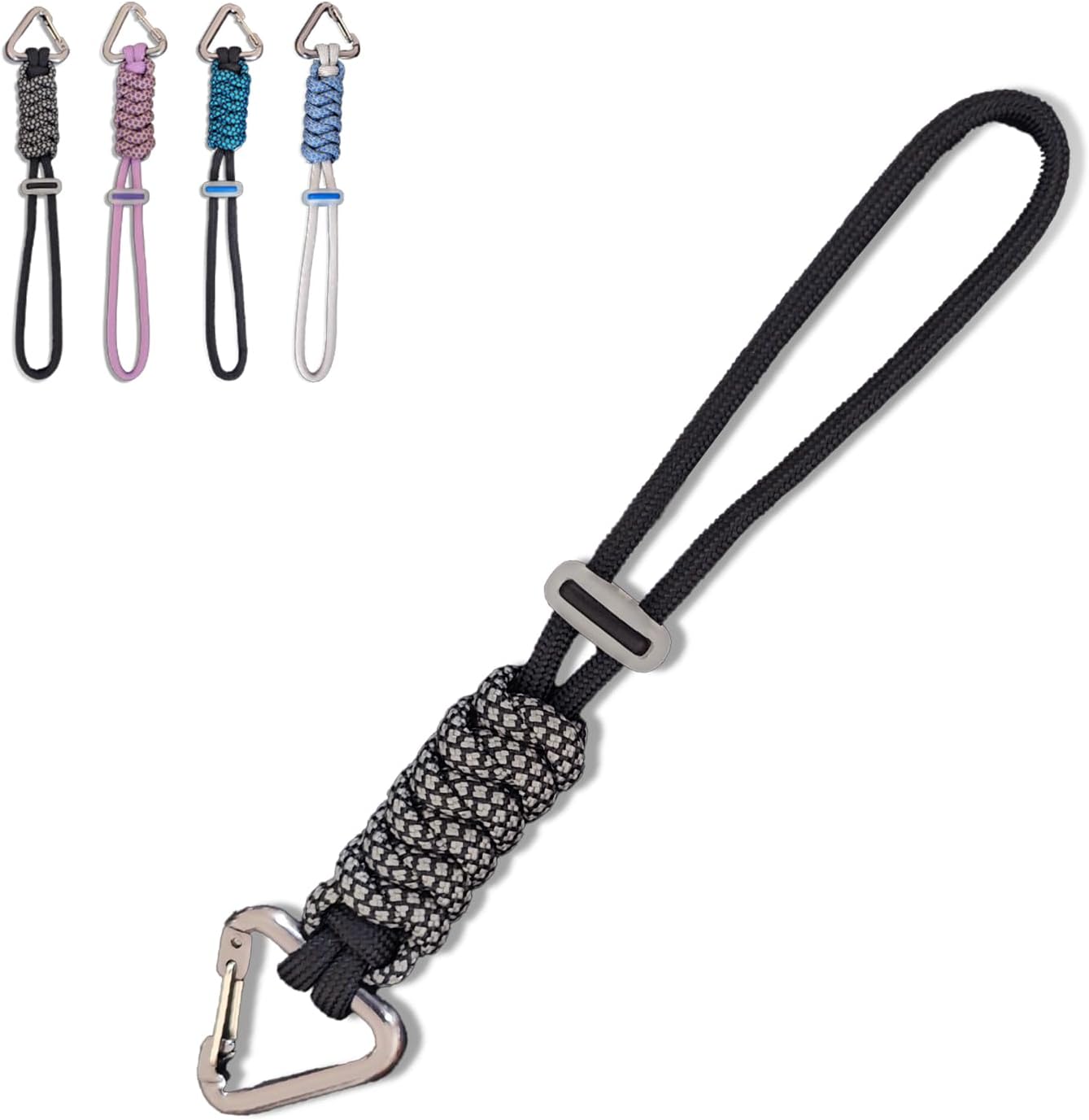 Paracord Keychain - Triangle/D-Shaped Carabiner Clip with Lanyard for Hanging Water Bottle, Key, Backpacks and More