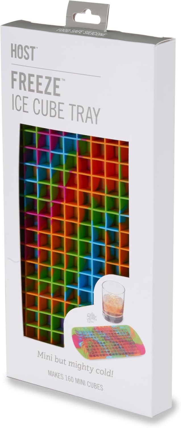 Host Ice Cube Tray, Makes Four 5-Inch Long Cubes, Durable Silicone Trays with Easy Release Design, Perfect for Water Bottles and Highball Glasses, Home Bar Accessories, Set of 1, Marble