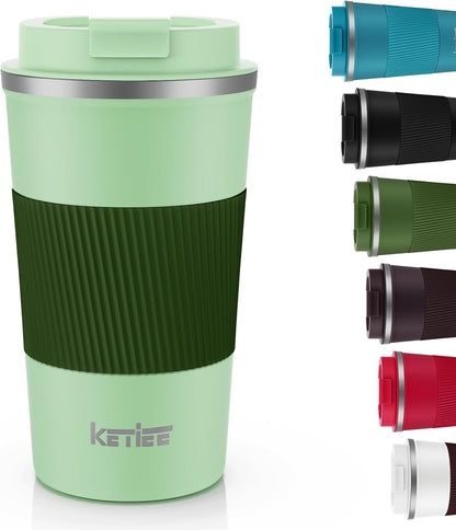 KETIEE Travel Coffee Mug Spill Proof 12oz, Insulated Travel Mug to Go, Reusable Coffee Cup with Seal Lid, Vacuum Stainless Steel Tumbler for Hot/Cold Drinks (Red)
