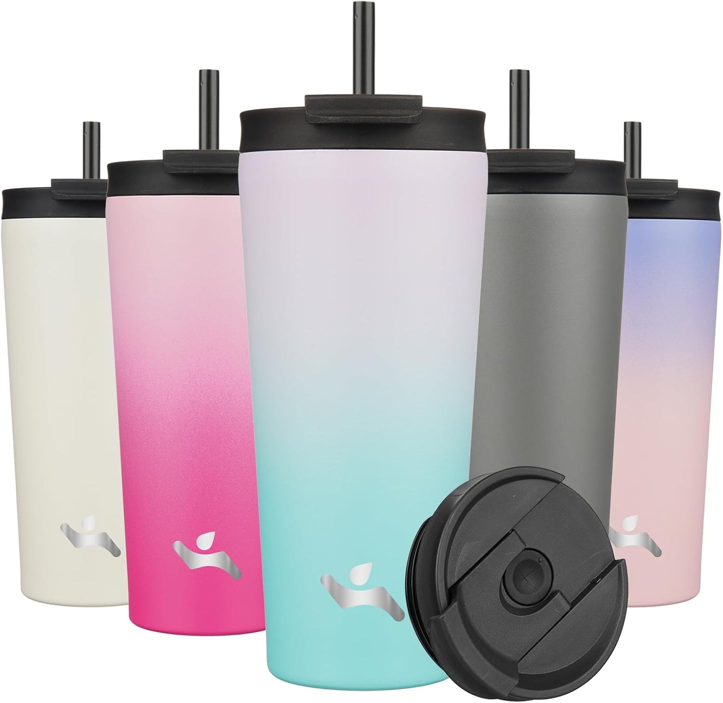 Konokyo 30 OZ Insulated Tumbler with Lid and 2 Straws Stainless Steel Water Bottle Vacuum Travel Mug Coffee Cup,Pastel Sunset