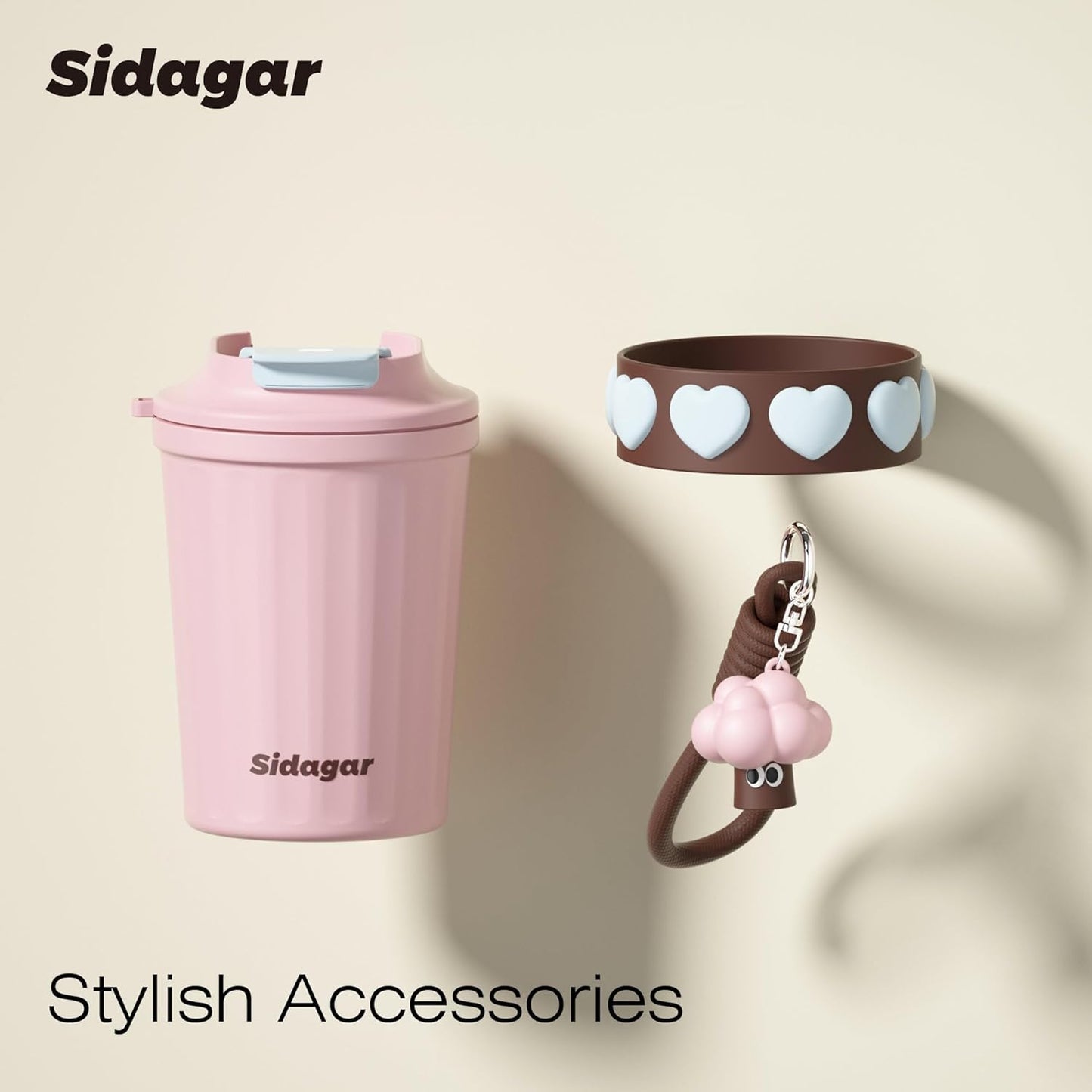 SDGA+ 12 oz Travel Coffee Mug Spill Proof Leak Proof, Stainless Steel Thermal Coffee Cup with Lid, Resuable Cup for Hot and Cold, Portable Tumbler for Women, Light Pink