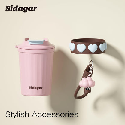 SDGA+ 12 oz Travel Coffee Mug Spill Proof Leak Proof, Stainless Steel Thermal Coffee Cup with Lid, Resuable Cup for Hot and Cold, Portable Tumbler for Women, Light Pink