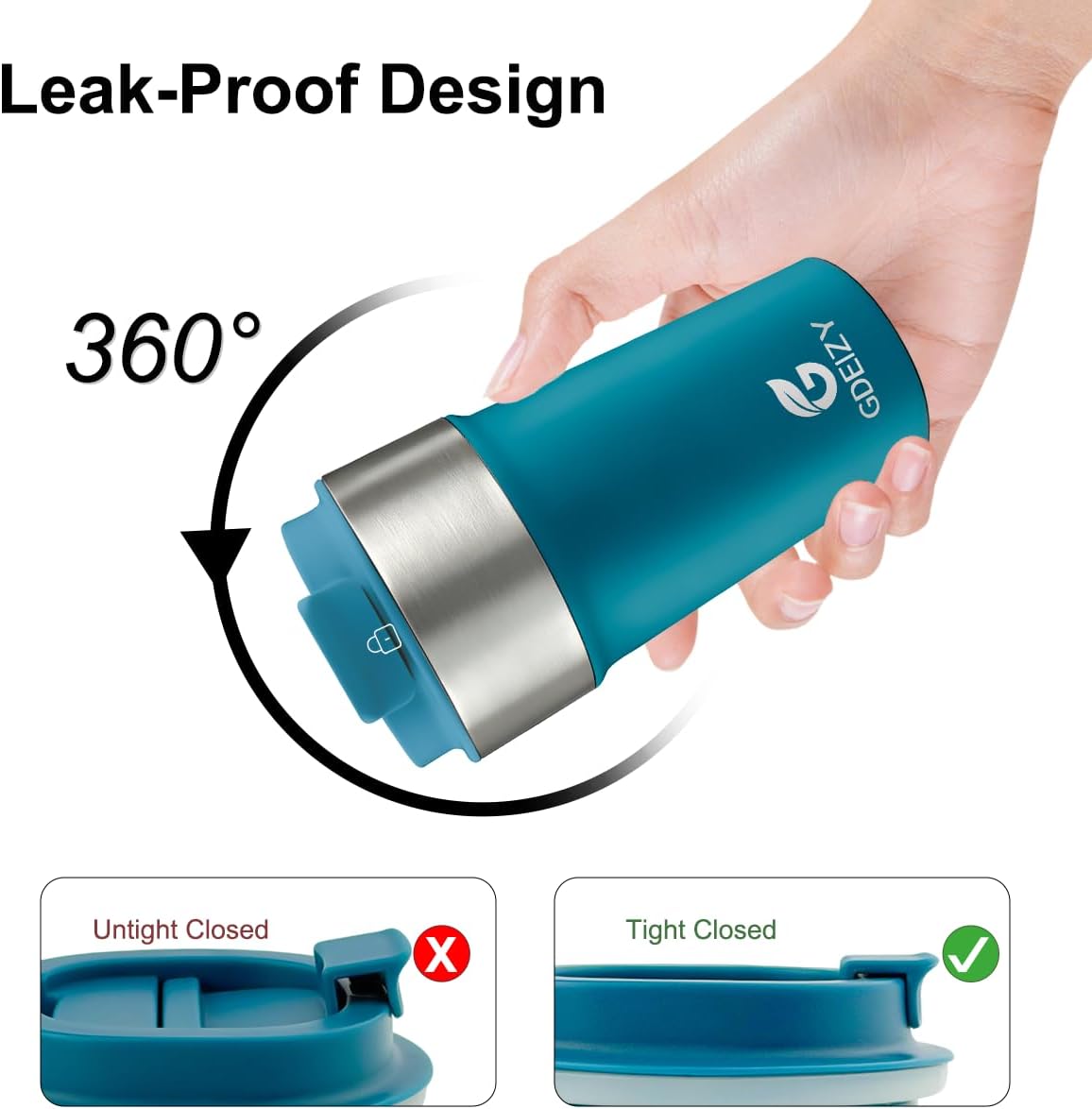 17oz Double Wall Stainless Steel Vacuum Insulated Travel Mug, Spill-Proof & Leak-Proof Coffee Mug, BPA-Free Reusable Coffee Cup for Hot & Cold Drinks, Black (Black)