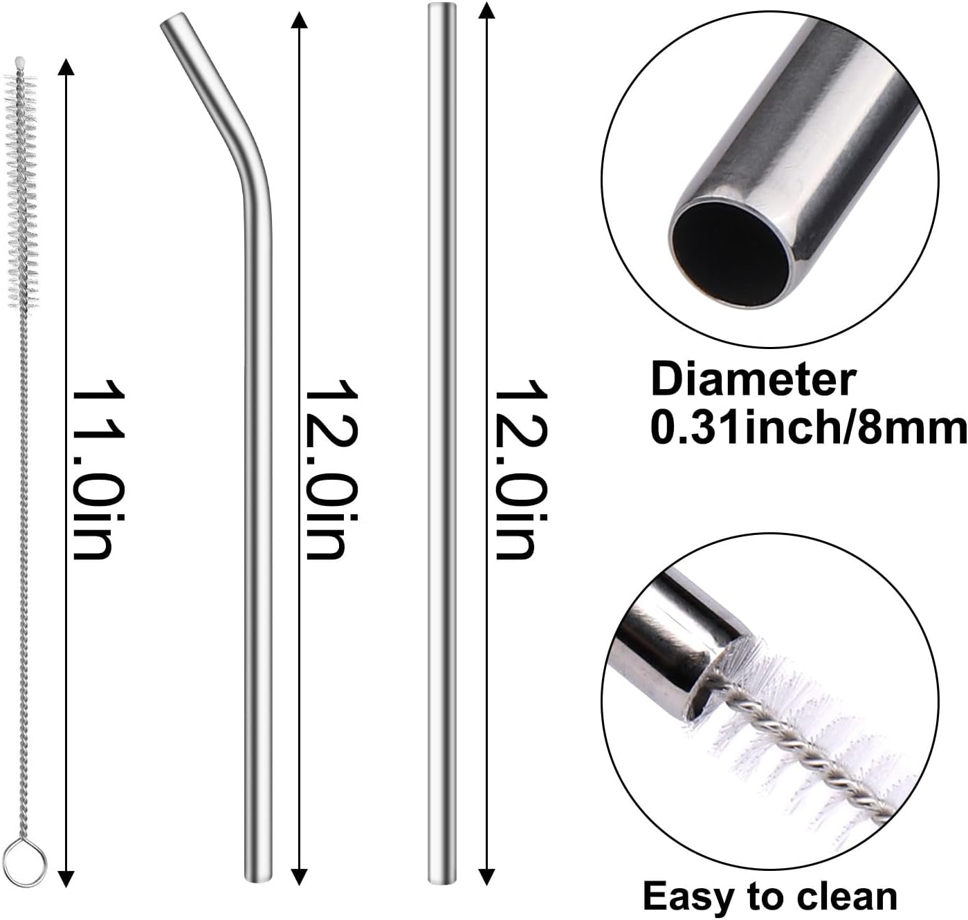 AIERSA 6 Pack Silicone Replacement Straws for Stanley 20 30 40oz Cup,Reusable Straws Compatible 40 oz Stanley Tumbler,Long Straw with Cleaning Brush for Stanley Cup Accessories