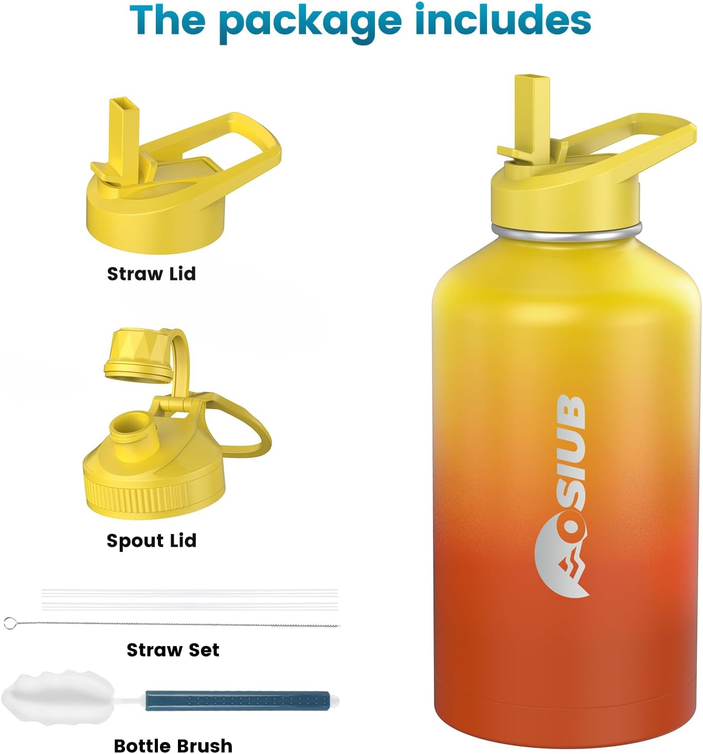 Insulated Water Bottle 32 oz, Triple Wall Vacuum Stainless Steel(Cold for 48 Hrs),Leak Proof & BPA-Free,Simple Modern Water Bottle with Drink-Through Lid & Flip Straw for Sports & Travel, Indigo-Black