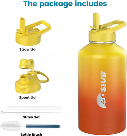 Insulated Water Bottle 32 oz, Triple Wall Vacuum Stainless Steel(Cold for 48 Hrs),Leak Proof & BPA-Free,Simple Modern Water Bottle with Drink-Through Lid & Flip Straw for Sports & Travel, Indigo-Black