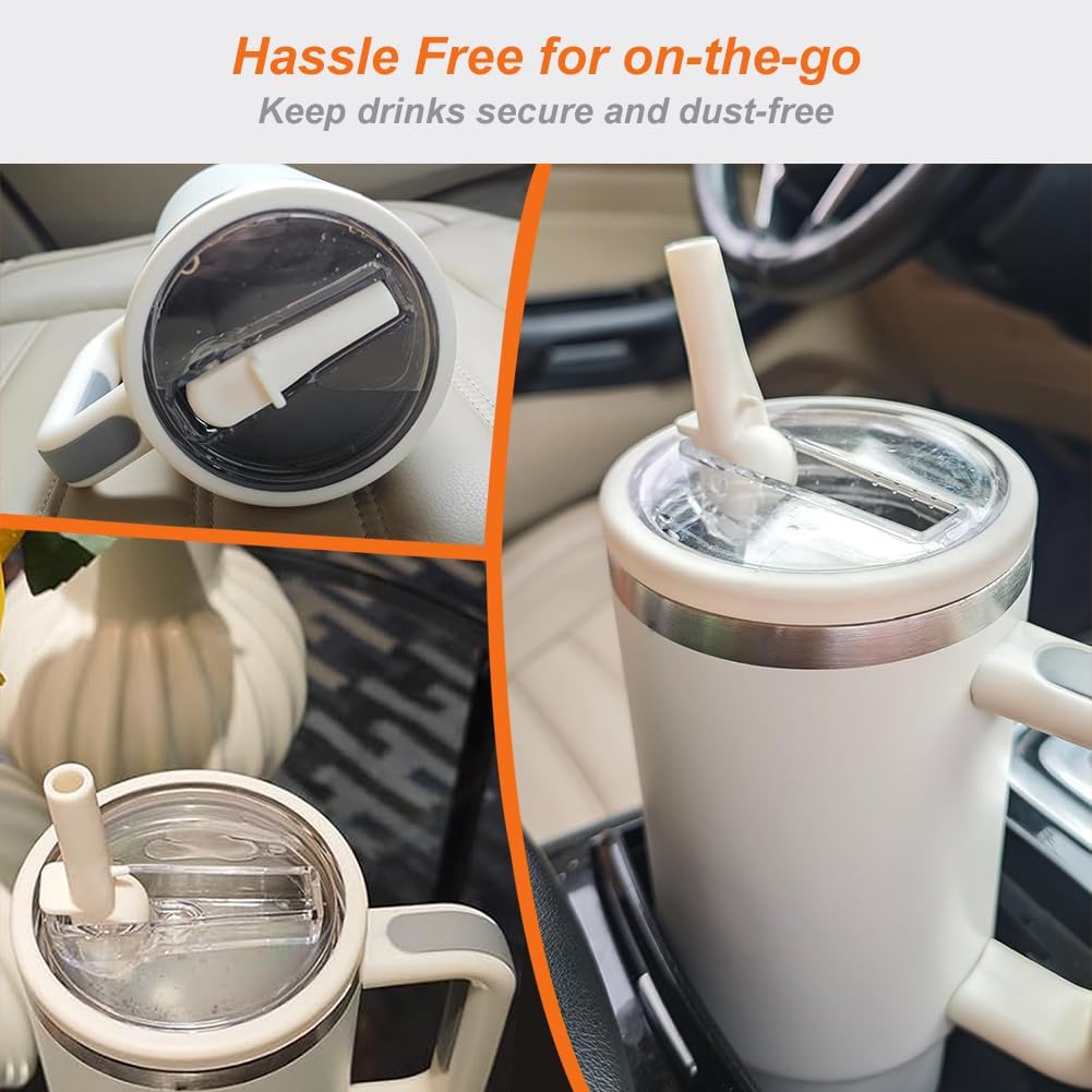 2-Pack Leak Proof Lid Replacement 40 oz, Only Fit for Stanley Quencher H2.0 Tumbler, Reusable Flip Straw Lid Top Cover for Stanley 40oz Cup Accessories, Replacement of Leaking Original Lids, Black