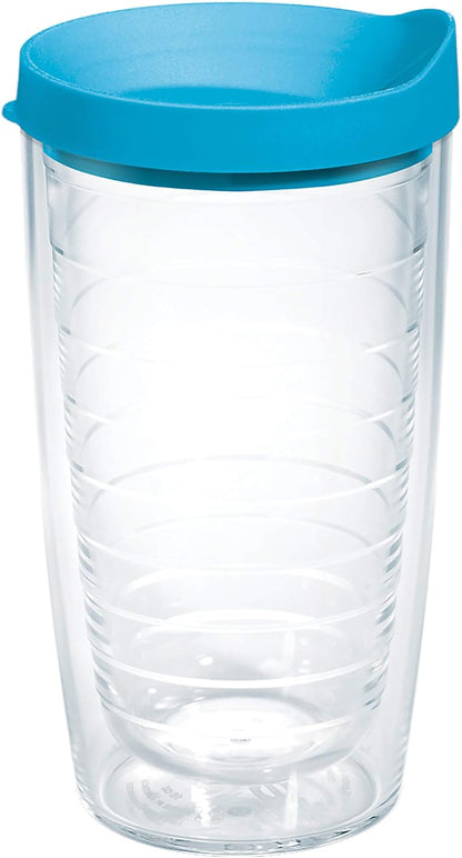 Tervis Clear & Colorful Lidded Made in USA Double Walled Insulated Tumbler Travel Cup Keeps Drinks Cold & Hot, 24oz, Black Lid, 1 Count (Pack of 1)