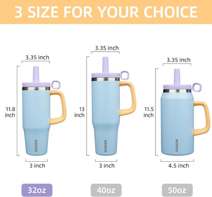 BJPKPK 50oz Insulated Tumbler with Handle Stainless Steel Travel Coffee Mug with Lid Reusable Large Water Bottle with Straw,Sky