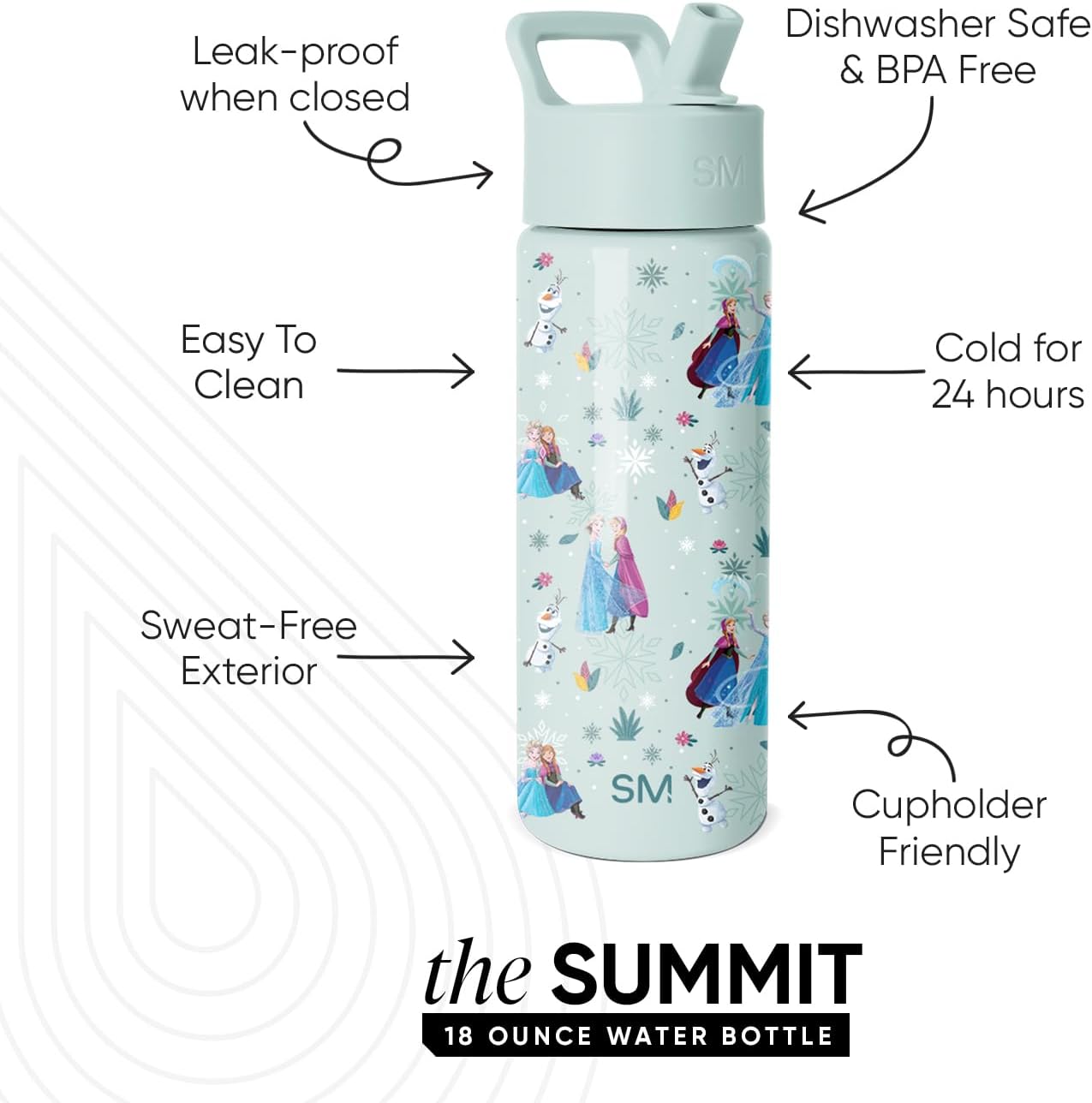 Simple Modern Disney Minnie Mouse Kids Water Bottle with Straw Lid | 14oz Insulated Stainless Steel Kids Tumbler & Spill Proof Toddler Cup for School, Girls, Boys | Summit | Minnie Mouse Fun - Colors A