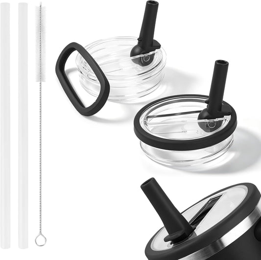 2 Pack 30 oz Flip Straw Leak Proof Lid for Stanley Quencher H2.0, Spill Proof Tumbler Lid Replacement, BPA Free Reusable No Spill Straw Lid for Stanley Accessories