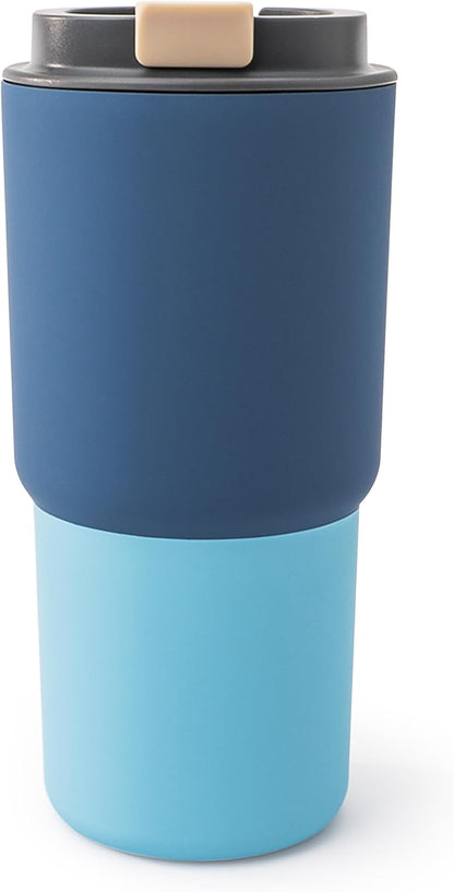 asobu 22oz Extra Large Ceramic-Lined Travel Mug with No Metal Taste-Keeps Flavors True - Double-Wall Vacuum Insulated Coffee Mug with Spill-Proof Pop-Open Lid for Hot Drinks