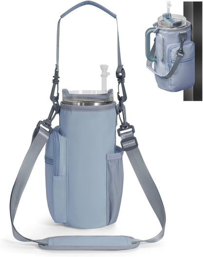 sportsnew Magnetic Gym Bag for Women Men, Crossbody Insulated Cup Sleeve Water Bottle Carrier Holder with Strap for 40oz Tumbler with Handle, 4 Built-in Magnets Small Gym Bag for Workout, Walking