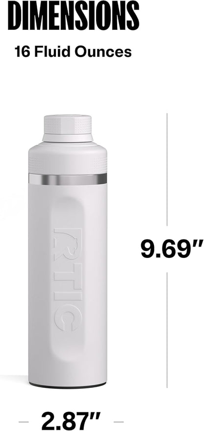 RTIC 24oz Refuel Water Bottle with Workout Protein Shaker, Insulated, Stainless Steel, Metal, Double Wall Vacuum-Insulation, Ceramic Lined, Leak-Proof Chug Lid, Tumbler, Black