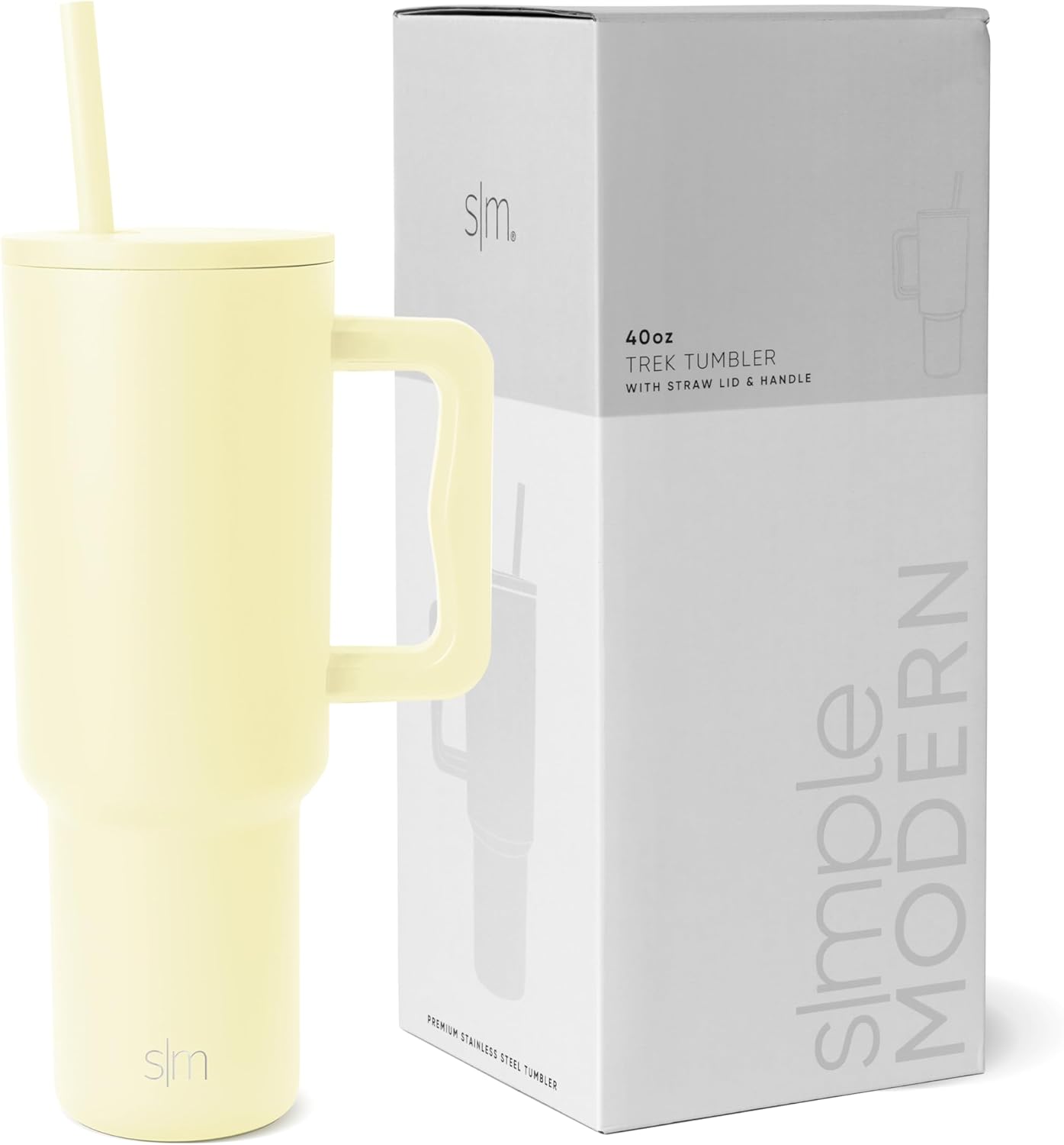Simple Modern 40 oz Trek Tumbler with Handle and Straw Lid | Cup Holder Friendly Insulated Stainless Steel Travel Mug | Sea Glass Sage - Colors C
