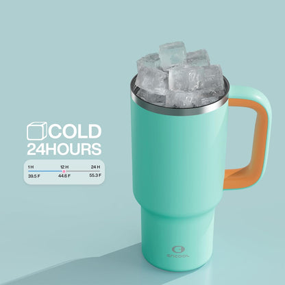 40 oz Tumbler with Handle and Straw: Stainless Steel Insulated Tumbler Keeps Cold for 24 Hours, Leakproof Travel Cup Fits in Cup Holder and BPA-Free, Cotton Candy