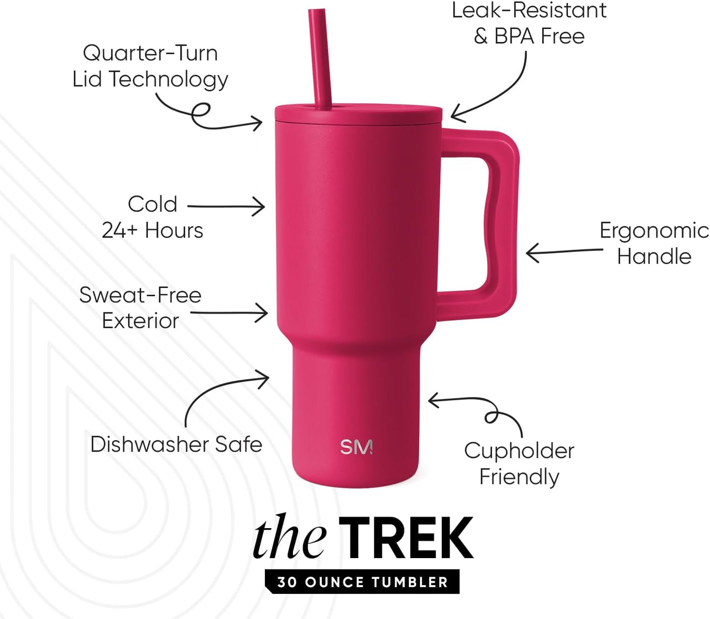 Simple Modern 40 oz Trek Tumbler with Handle and Straw Lid | Cup Holder Friendly Insulated Stainless Steel Travel Mug | Sea Glass Sage - Colors C