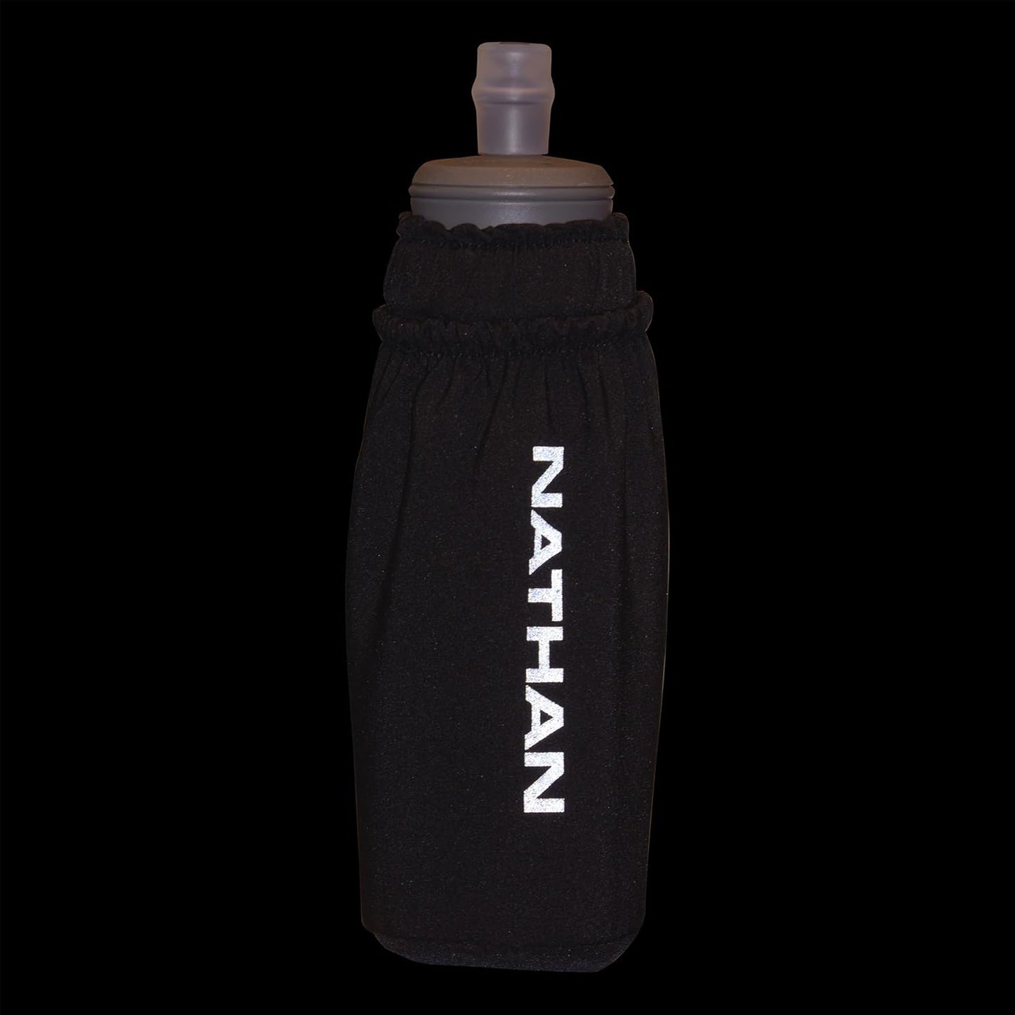 Nathan Handheld Soft Flask 18oz - Exo-Draw Insulated Collapsible Bottle - Grip-Free Strap & Rigid ExoSpine for Comfort/Support - Breathable Mesh Strap - Ideal Running/Hiking, Pinnacle, Black