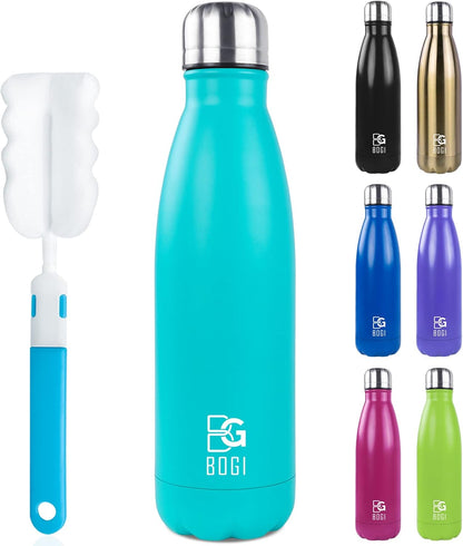 BOGI 17oz Insulated Water Bottle Double Wall Vacuum Stainless Steel Water Bottles, Leak Proof Metal Sports Water Bottle Keeps Drink Hot and Cold - Perfect for Outdoor Sports Camping Biking (Purple)
