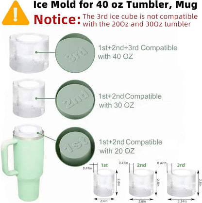 Tcamp Ice Mold for 30-40 oz Tumbler Cup, Silicone Ice Cube Tray With Lid and Bin for Freezer, Ice Ring Ice Maker for Chilling Cocktails, Whiskey, Drinks, Coffee, Easy Fill and Release (Black)