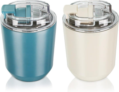 Puraville Insulated Tumblers with Lid, 14 oz Travel Coffee Mug Stainless Steel Vacuum Cup, Leak Proof Reusable Double Walled Coffee Tumbler for Iced and Hot Drinks, Cream