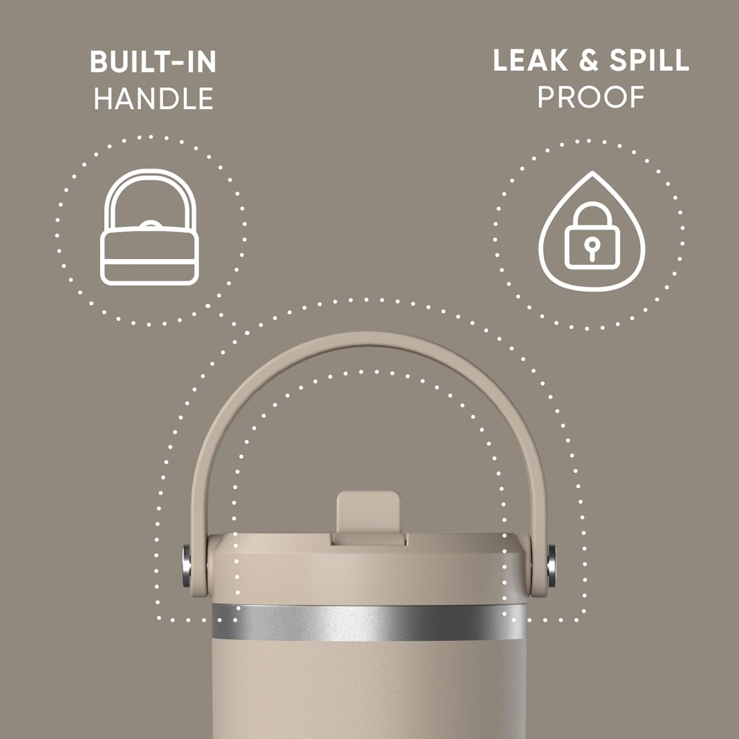 Hydrapeak Nomad 32oz Insulated Stainless Steel Travel Tumbler with Handle & Straw Lid, Leakproof, Cupholder Friendly, Keeps Drinks Cold 24 Hours, Reusable Bottle for Daily Hydration (Pale Sage)