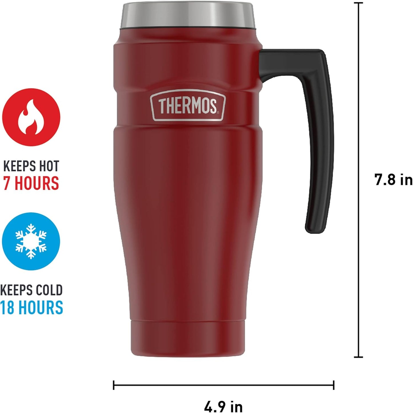 THERMOS Stainless King Vacuum-Insulated Stainless Steel Tumbler - 16oz, Midnight Blue - Insulated Coffee Tumbler for Hot & Cold Drinks - Leak-Proof & Sweat-Proof for Commuting & Traveling